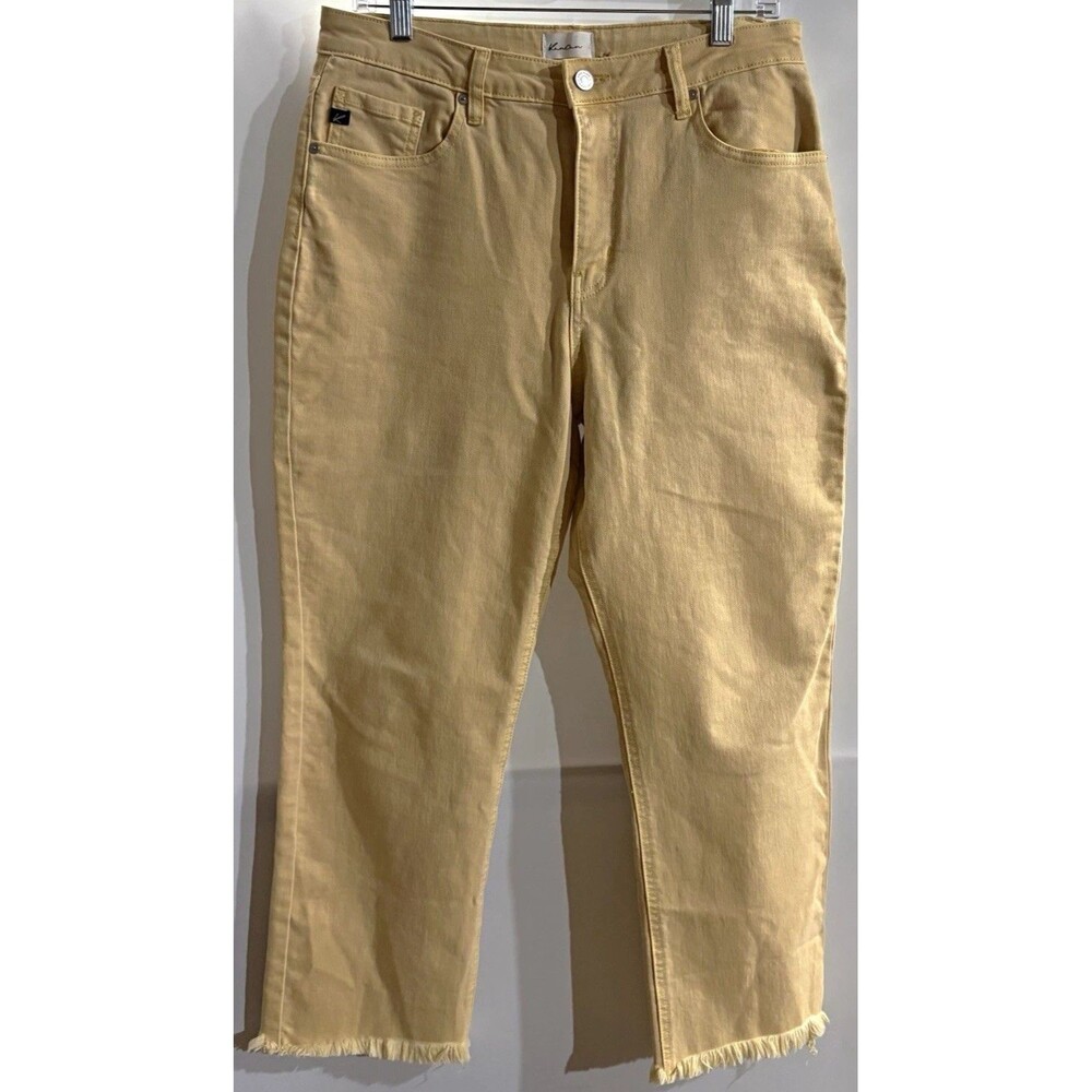 KanCan Women’s Beige Cropped Skinny Denim Jeans Pockets Button Mid Rise 11/29